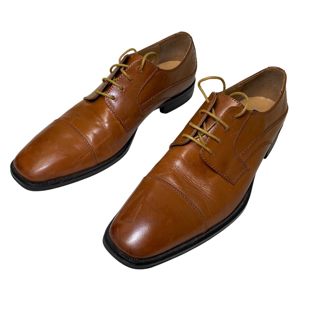 La Milano A1711 Men's Size 12 Brown Leather Cap Toe Oxford Dress Shoes